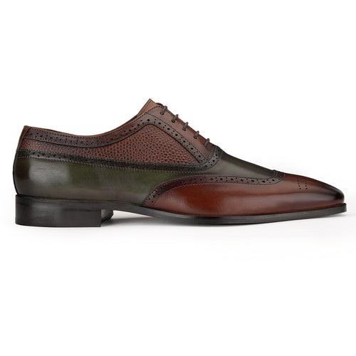 JOE SHU Men’s Formal dual tone Lace-up Shoe with brogue