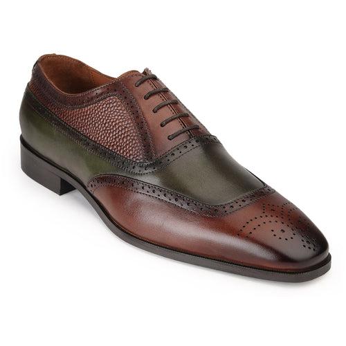 JOE SHU Men’s Formal dual tone Lace-up Shoe with brogue