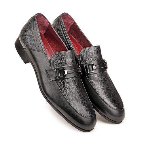 JOE SHU Men's Leather Slip-on Shoe with Chord stitch and Buckle