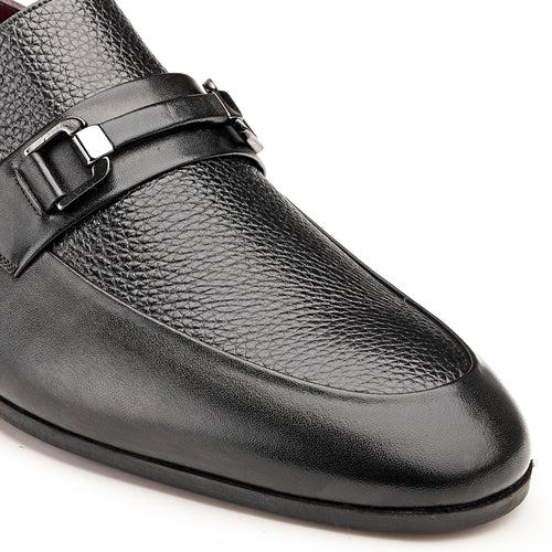 JOE SHU Men's Leather Slip-on Shoe with Chord stitch and Buckle