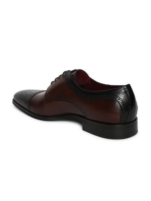 JOE SHU Men's Genuine Leather Dual Tone Lace-up shoe with brogue