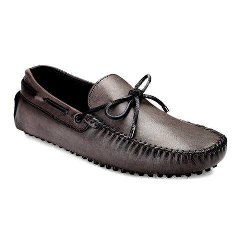 JOE SHU Men's Grey Casual Leather Loafer