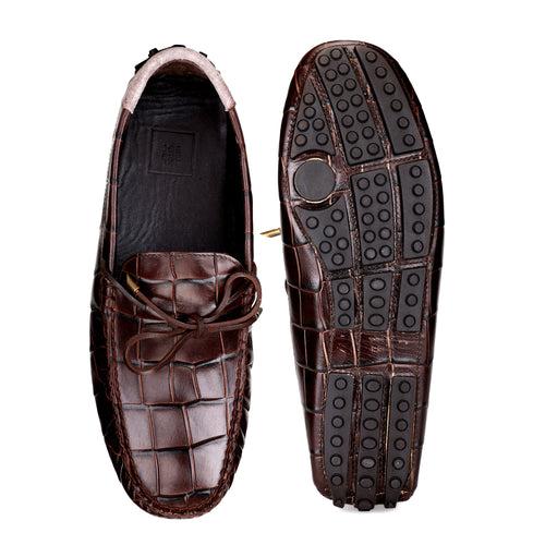 JOE SHU Men's Brown Casual Leather Loafer