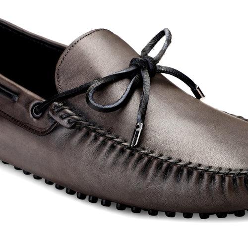 JOE SHU Men's Grey Casual Leather Loafer