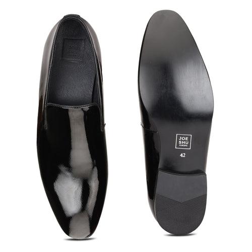 JOE SHU Men's Black Patent Leather Slip-on Shoe