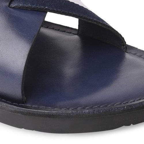 JOE SHU Men's Genuine Leather Casual Slipper Blue