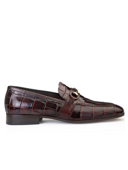 JOE SHU Men's Leather Slip-on Shoe with buckle