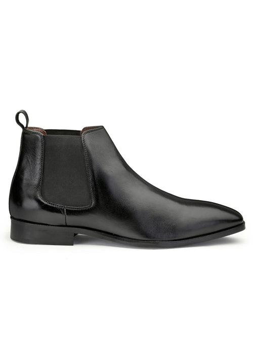 JOE SHU Men's Black High Ankle leather Boot