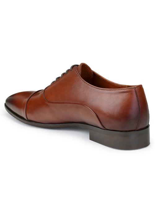 JOE SHU Men's Oxford Cap-toe Leather Lace-up Shoe