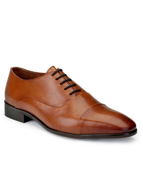 JOE SHU Men's Oxford Cap-toe Leather Lace-up Shoe