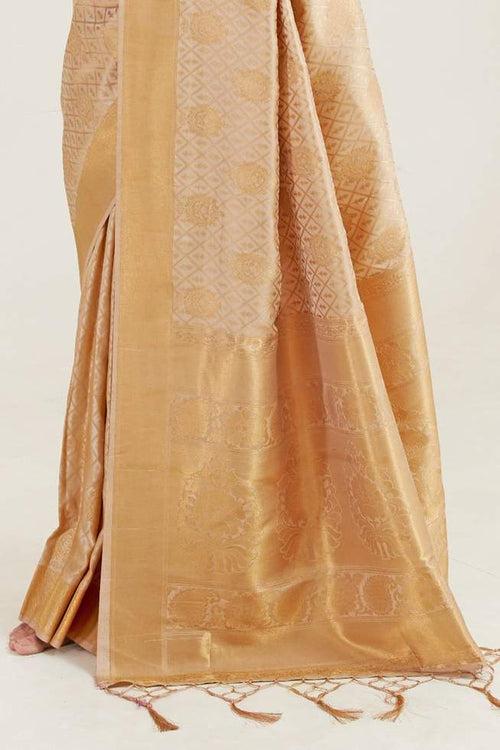 Cameo Golden Zari Woven Banarasi saree