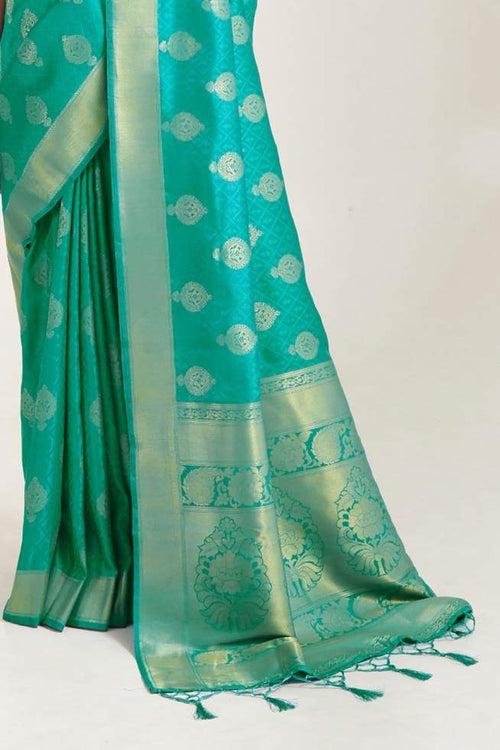 Tradewind Blue Zari Woven Banarasi Saree