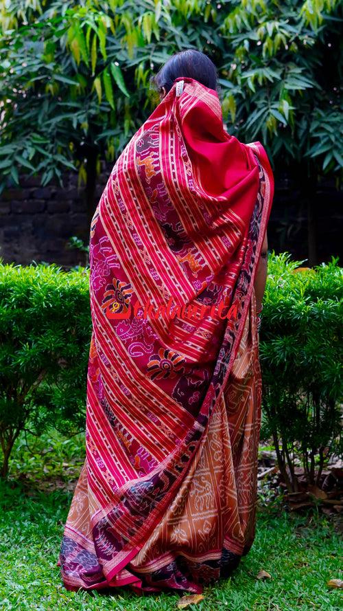 8 Motifs Brown Khandua Silk Saree