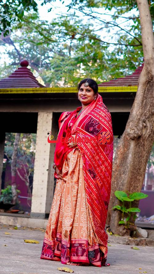 8 Motifs Brown Khandua Silk Saree