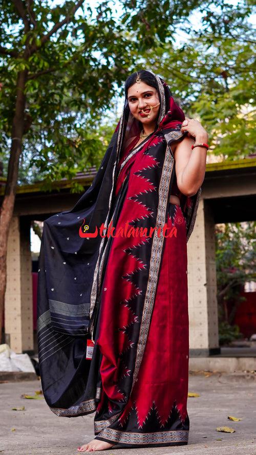 Maroon Queen Khandua Silk Saree