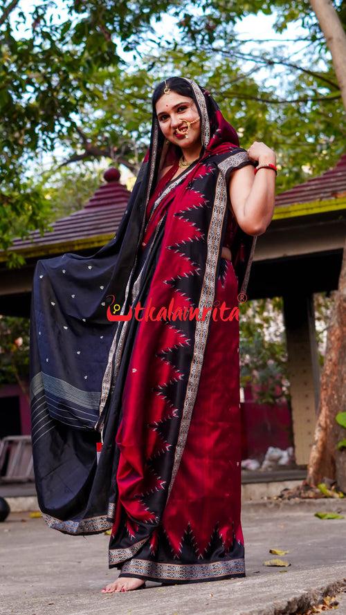 Maroon Queen Khandua Silk Saree