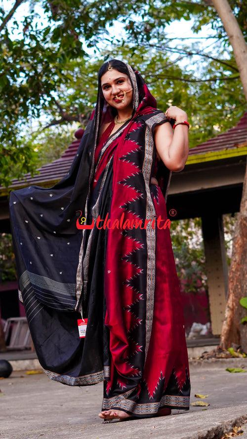 Maroon Queen Khandua Silk Saree