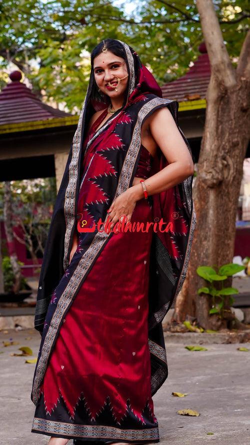 Maroon Queen Khandua Silk Saree