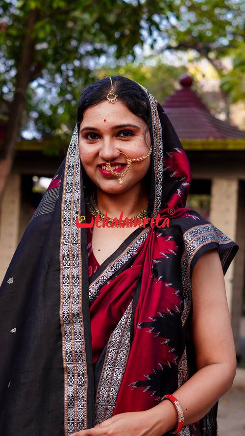 Maroon Queen Khandua Silk Saree