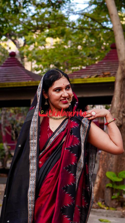 Maroon Queen Khandua Silk Saree