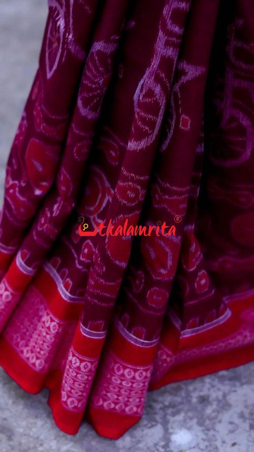 Maroon Cycles Sambalpuri Cotton Saree