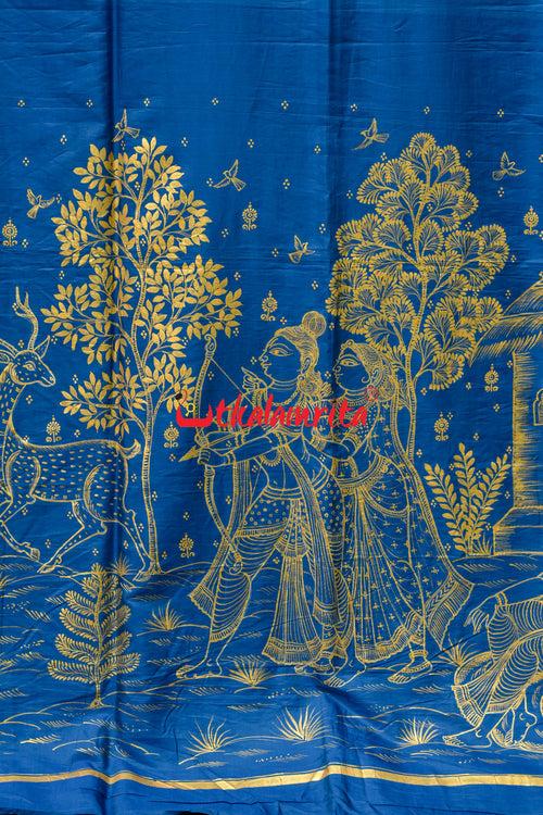 Maya Miriga Blue Pattachitra Silk Saree