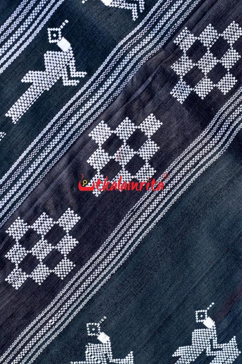 Black Original Ganjam Tussar Silk Saree