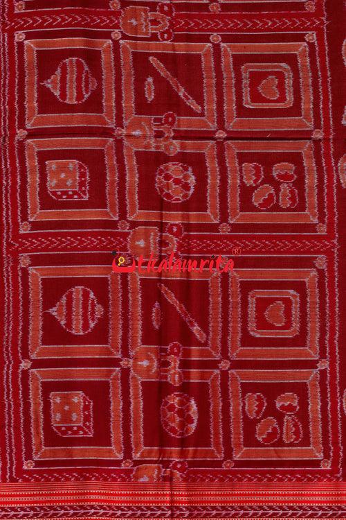 Maroon Cycles Sambalpuri Cotton Saree