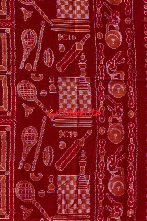 Maroon Cycles Sambalpuri Cotton Saree