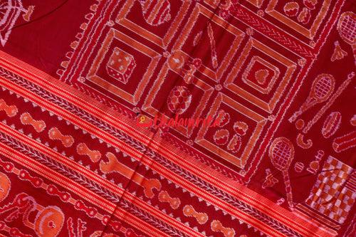 Maroon Cycles Sambalpuri Cotton Saree