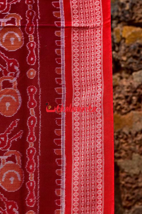 Maroon Cycles Sambalpuri Cotton Saree