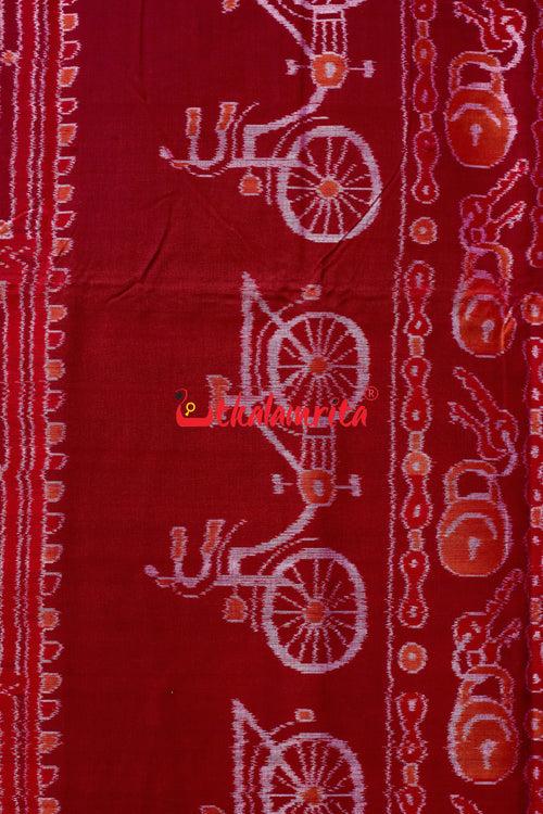 Maroon Cycles Sambalpuri Cotton Saree