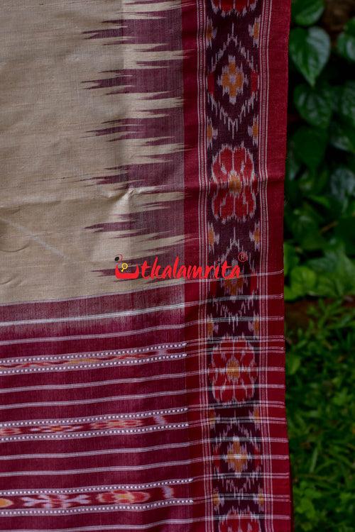 Plain Fine Tussar Maroon Border Saree