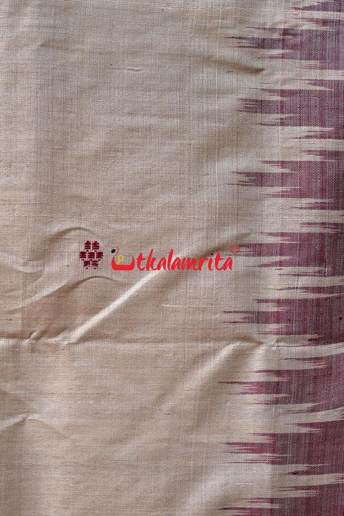 Plain Fine Tussar Maroon Border Saree