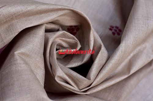 Plain Fine Tussar Maroon Border Saree