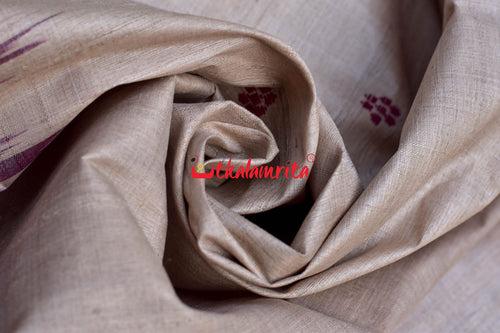 Plain Fine Tussar Maroon Border Saree