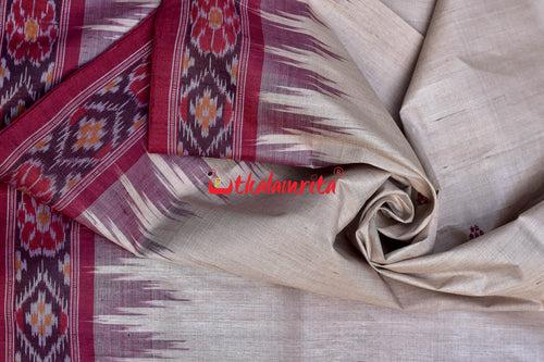 Plain Fine Tussar Maroon Border Saree