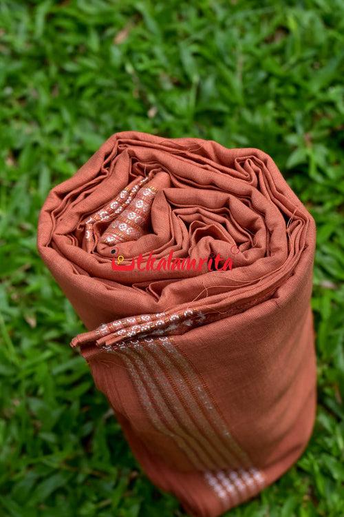 Rust with Rudrakhya Border (Fabric)