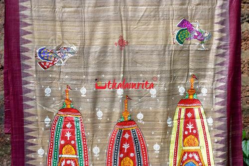 Ratha Jatra Theme Pattachitra Tussar Silk Saree