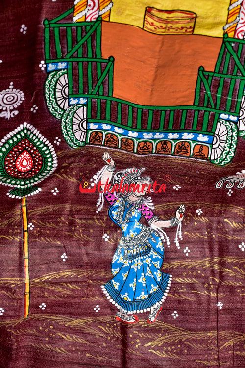 Ratha Jatra Theme Pattachitra Tussar Silk Saree