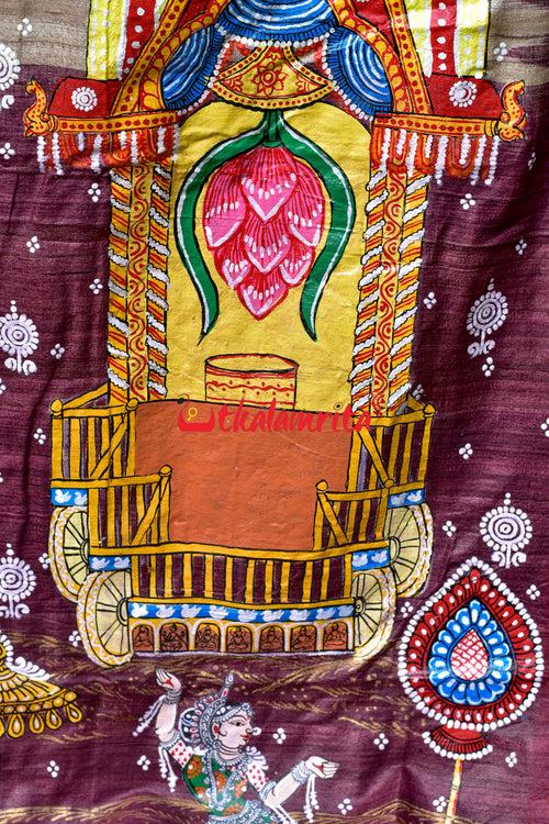 Ratha Jatra Theme Pattachitra Tussar Silk Saree