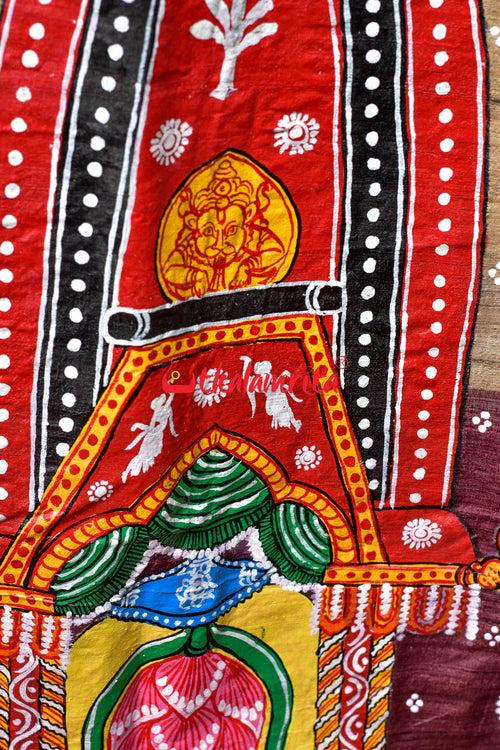 Ratha Jatra Theme Pattachitra Tussar Silk Saree