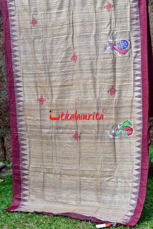 Ratha Jatra Theme Pattachitra Tussar Silk Saree