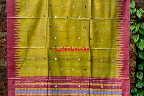 Golden Green Maroon Nabagunjara Tussar Saree