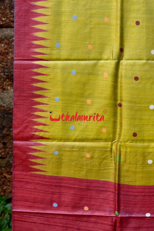 Golden Green Maroon Nabagunjara Tussar Saree