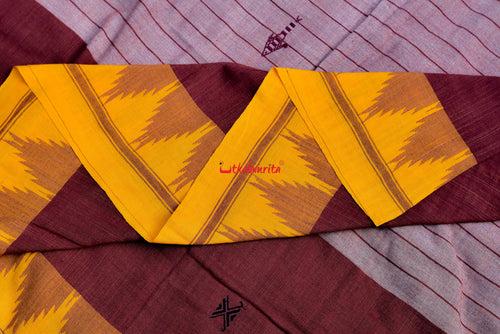 Yellow Maroon with Middle Stripes Kotpad