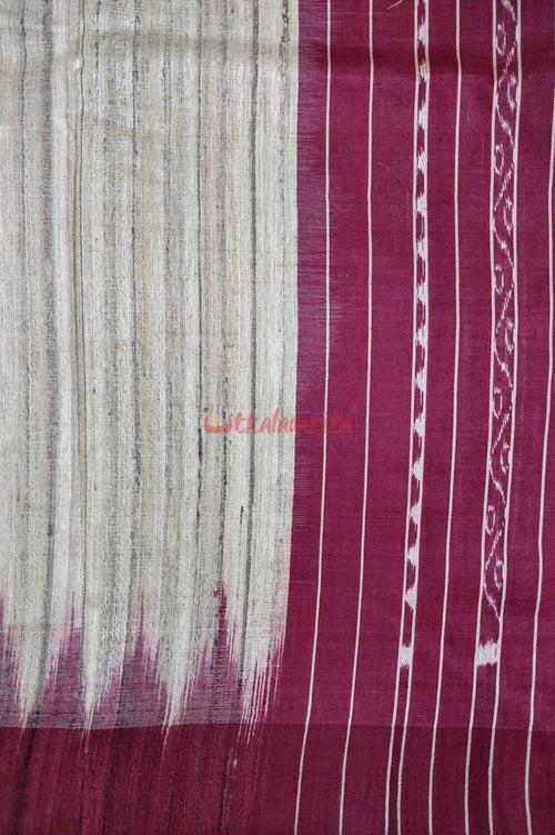 Gopalpur Tussar Beige Maroon Saree