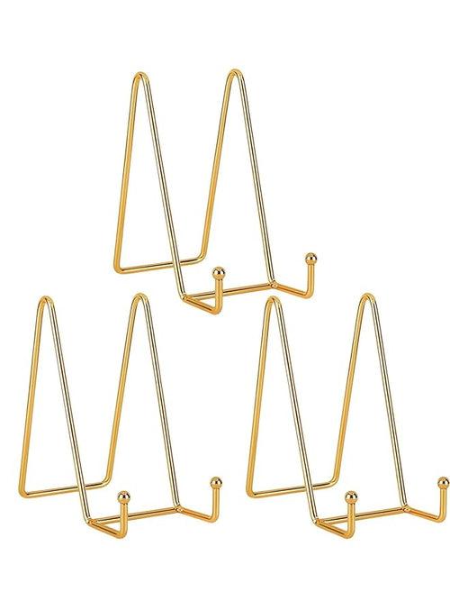 SNOOGG 6 inch Pack of 3 Display Stands Rose Gold Plate Stands Metal Frame Holder Stand for Picture, Photo Easel, Artistic Work Display Stand, for Resin Art.