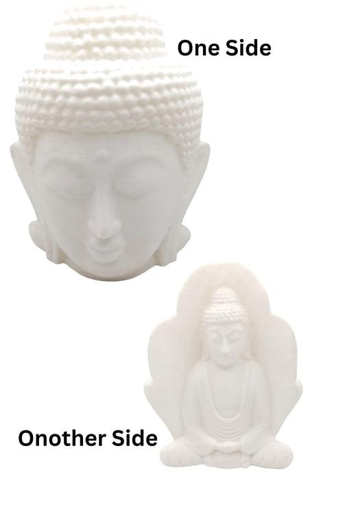 Snoogg 3D Buddha head and meditating buddha Statue for Home, Rustic Spiritual, Ready to Paint your own or use as it is for Home Décor . Unpainted DIY Arts and Crafts Mock up