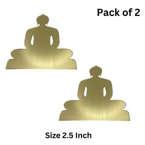 SNOOGG Size 2.5 Inch Golden Acrylic cutout of 24 Thirthankar Lord Mahavir swami pack of 2